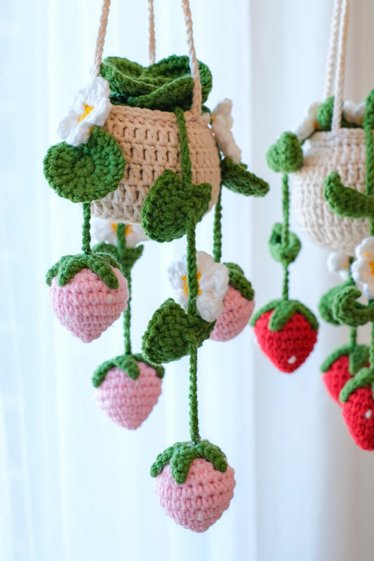 Crochet Strawberry Hanging Plant