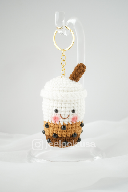 Handmade Crochet Boba Keychain