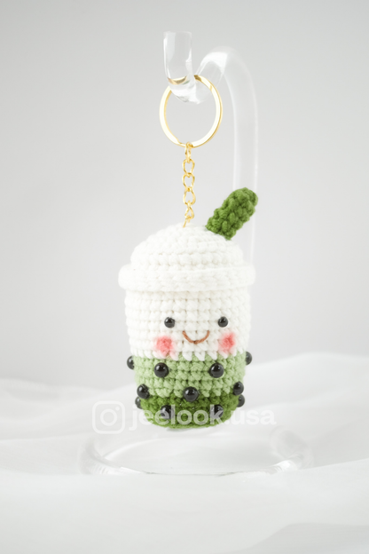 Handmade Crochet Boba Keychain