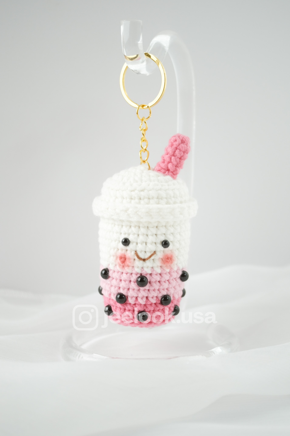 Handmade Crochet Boba Keychain