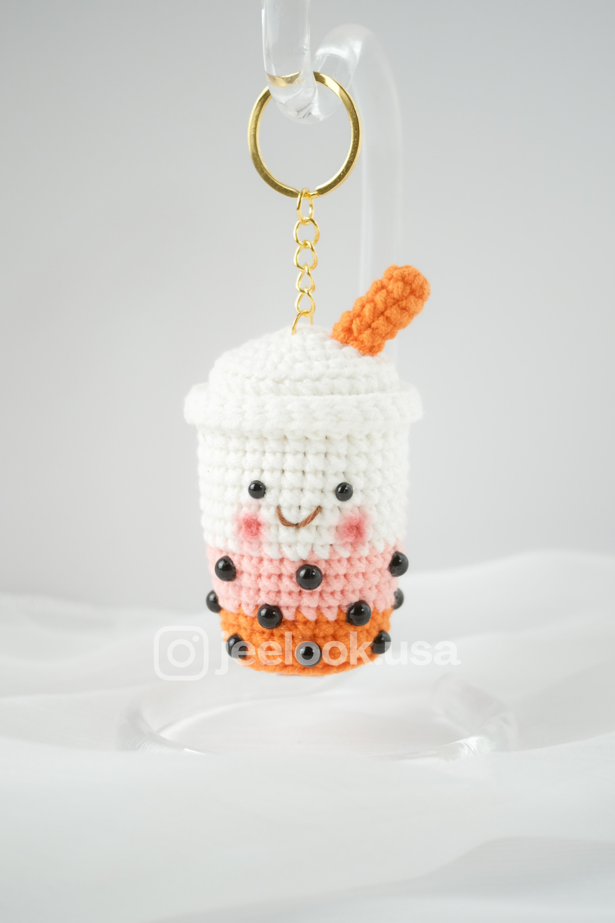 Handmade Crochet Boba Keychain