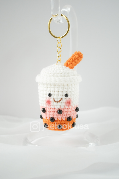 Handmade Crochet Boba Keychain