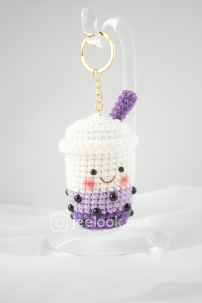 Handmade Crochet Boba Keychain