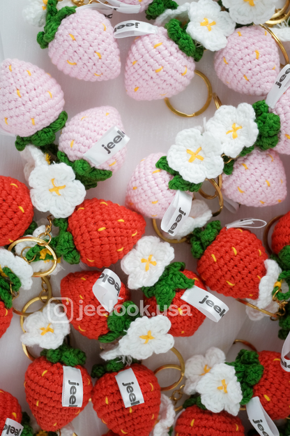 Handmade Crochet Strawberry Keychain