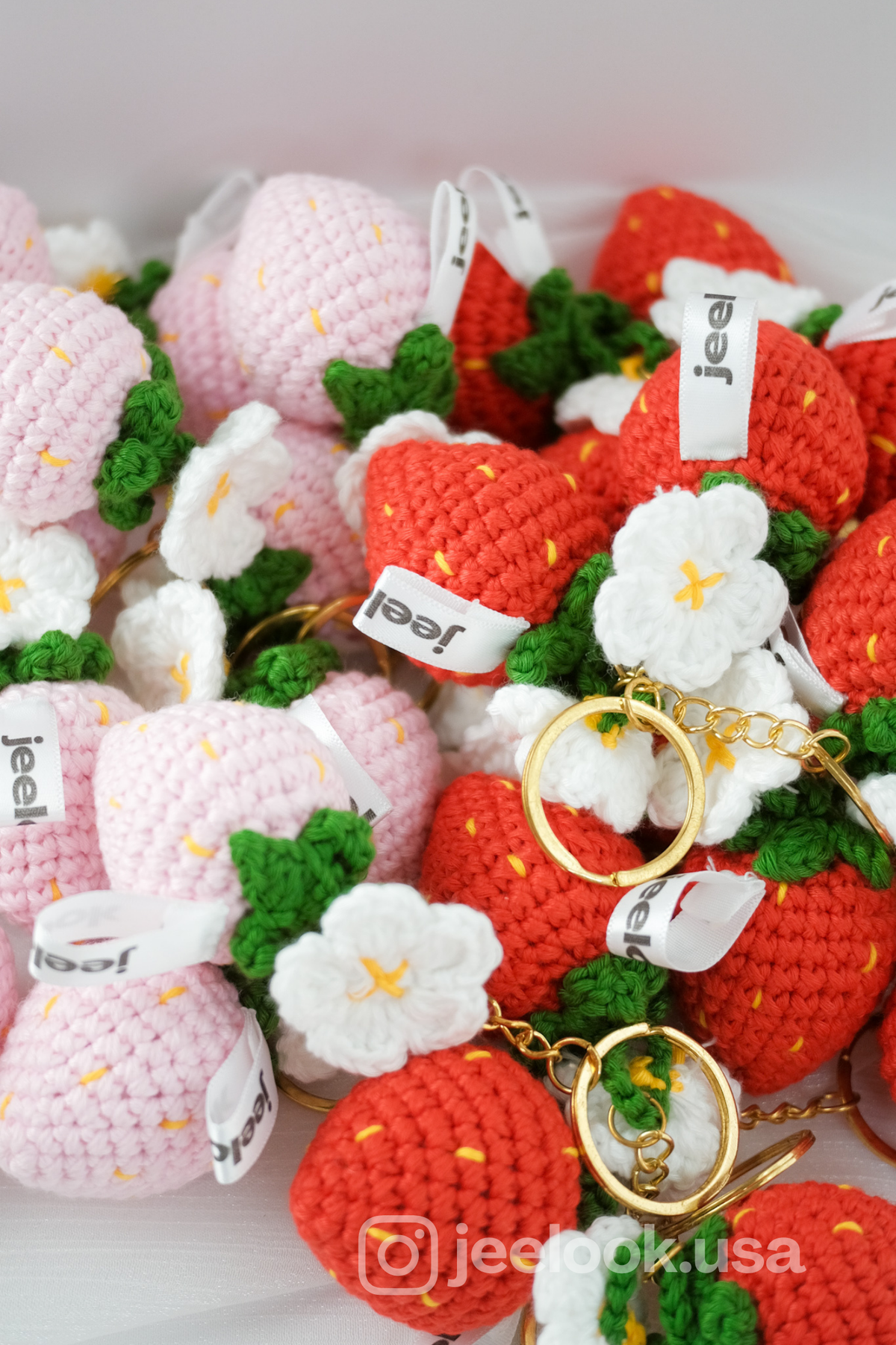 Handmade Crochet Strawberry Keychain