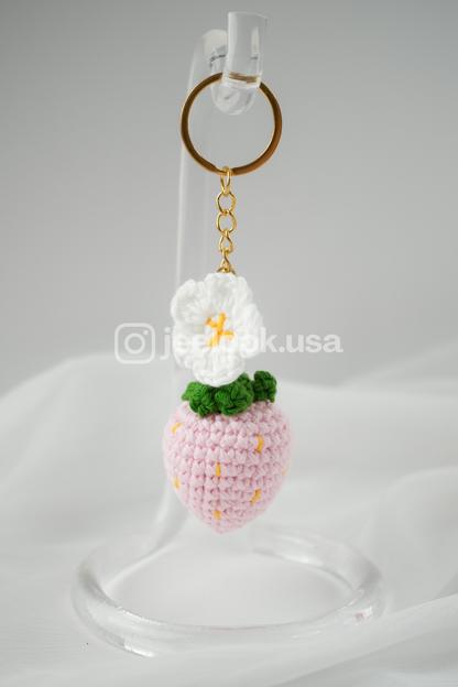 Handmade Crochet Strawberry Keychain