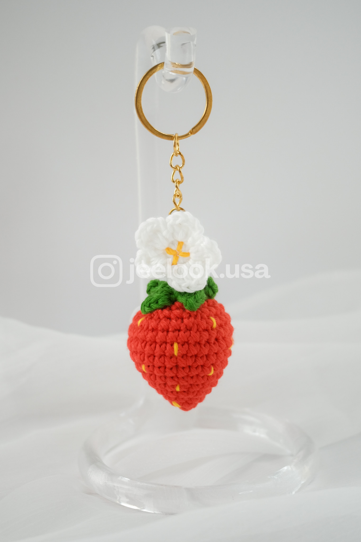 Handmade Crochet Strawberry Keychain