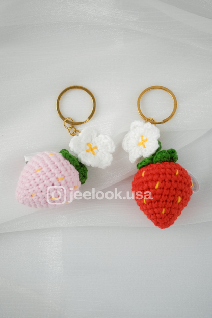 Handmade Crochet Strawberry Keychain