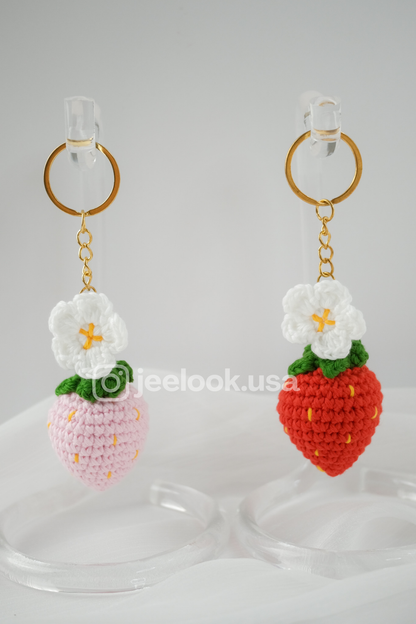 Handmade Crochet Strawberry Keychain