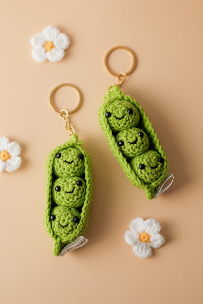 Crochet Peas in a Pod Keychain