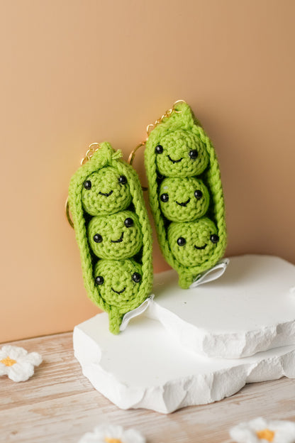 Crochet Peas in a Pod Keychain